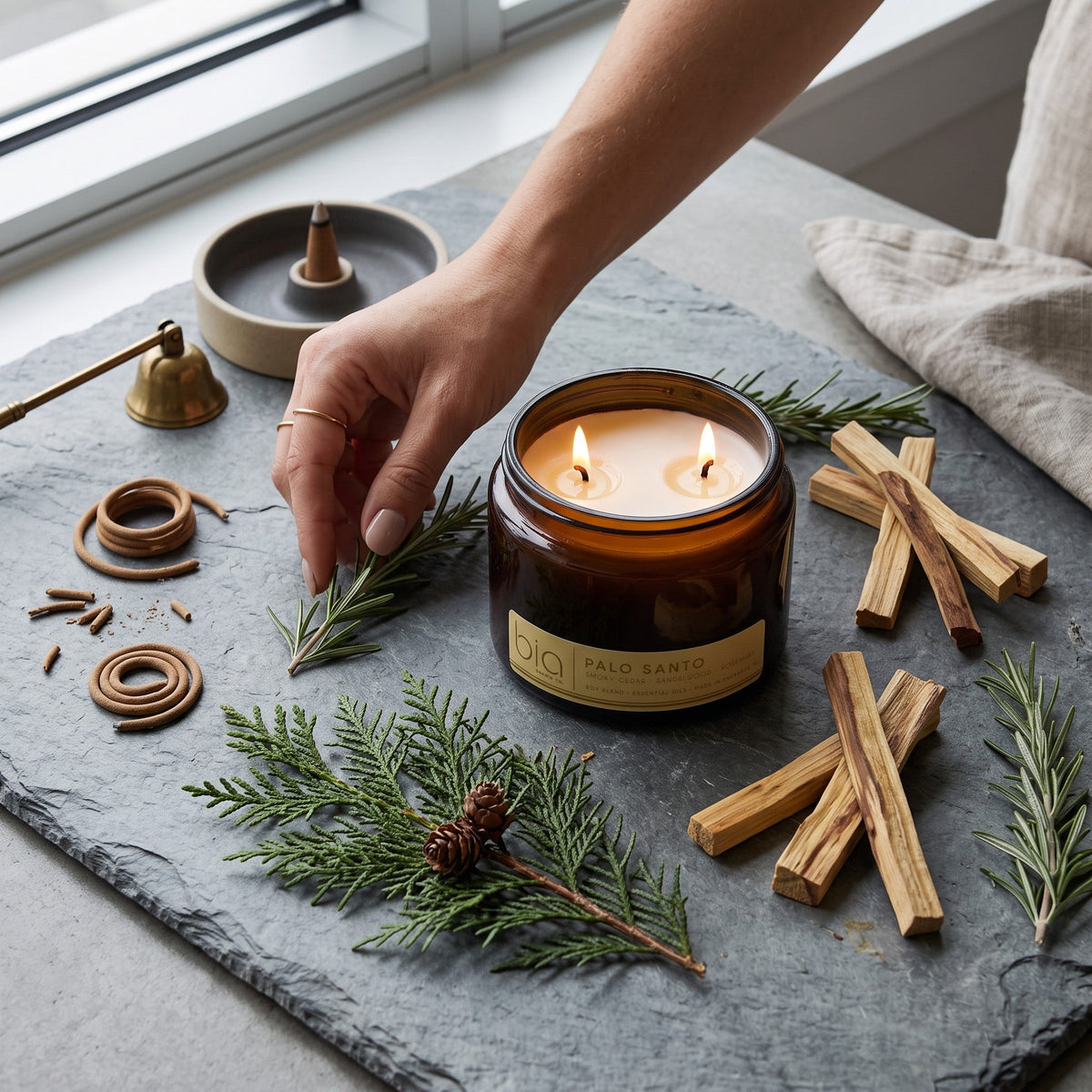 Palo Santo Soy Blend Candle — Cedarwood, Incense & Sandalwood